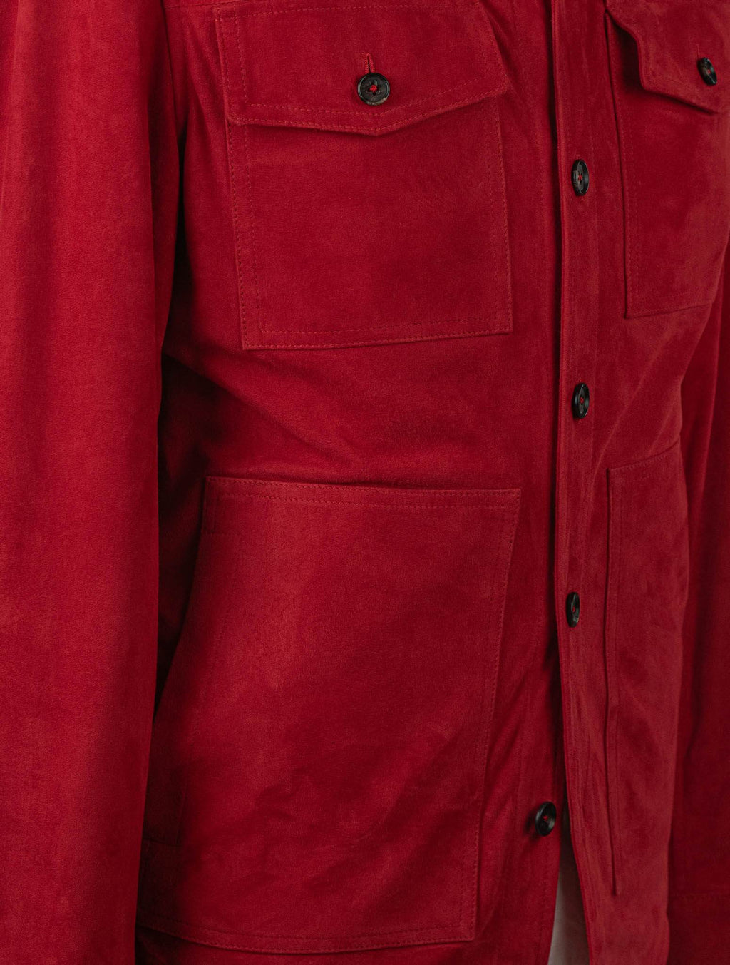 Isaia Red Leather Suede Coat 7