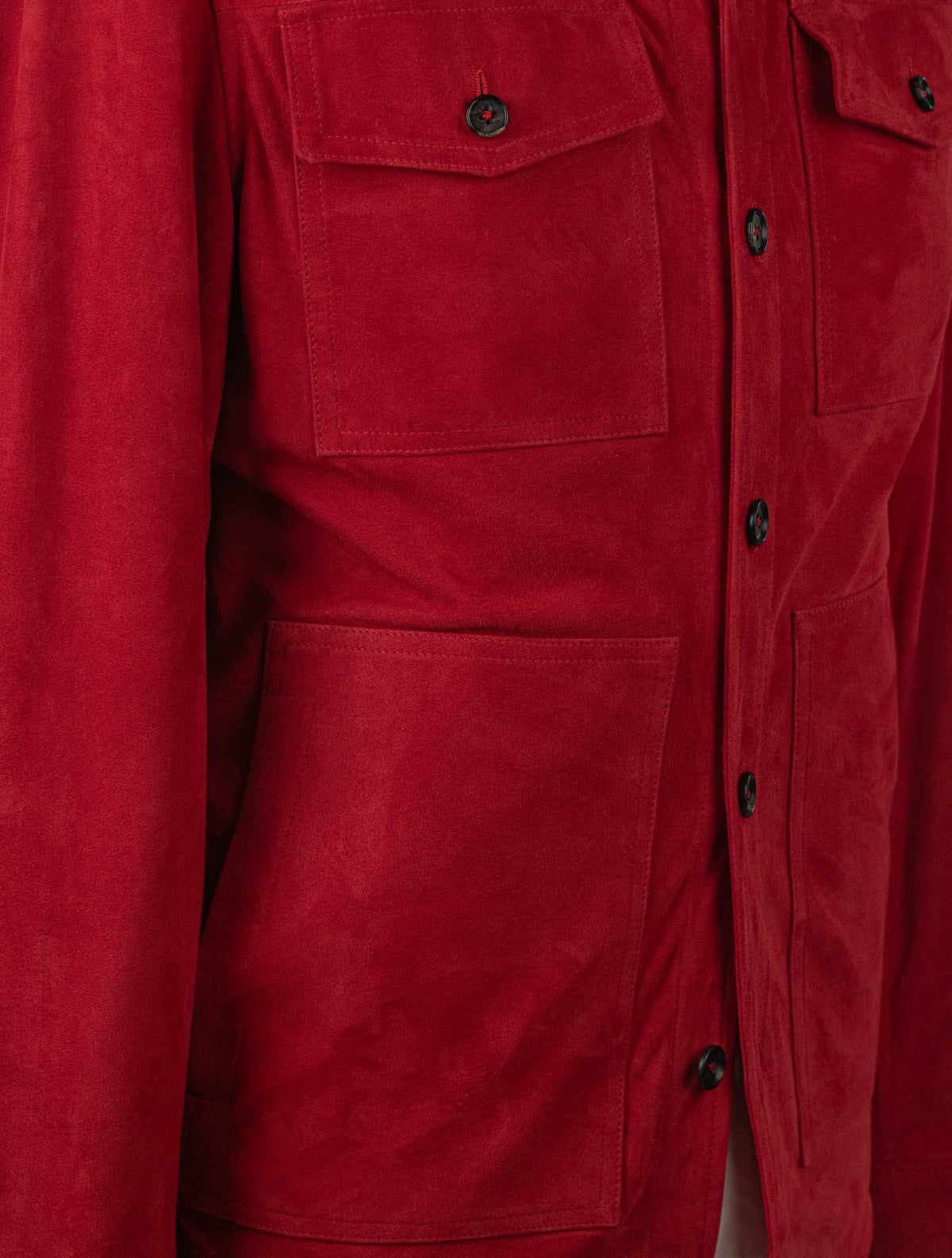 Isaia Red Leather Suede Coat 7