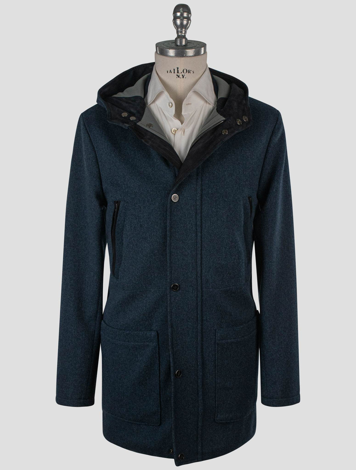 Isaia Blue Wool Pa Overcoat 1