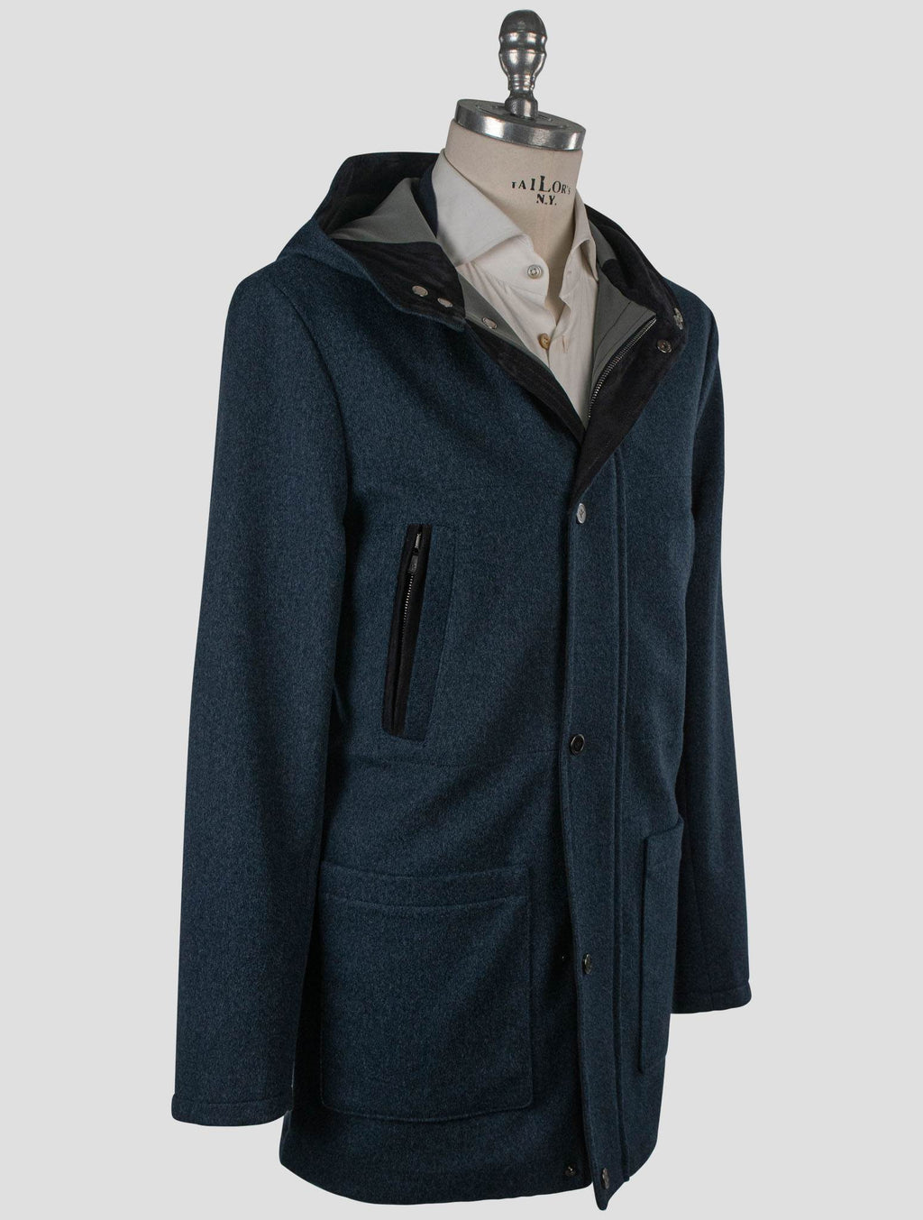 Isaia Blue Wool Pa Overcoat 2