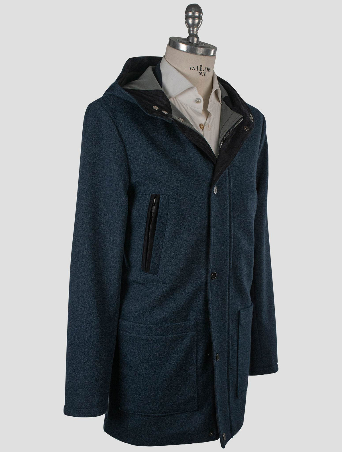 Isaia Blue Wool Pa Overcoat 2