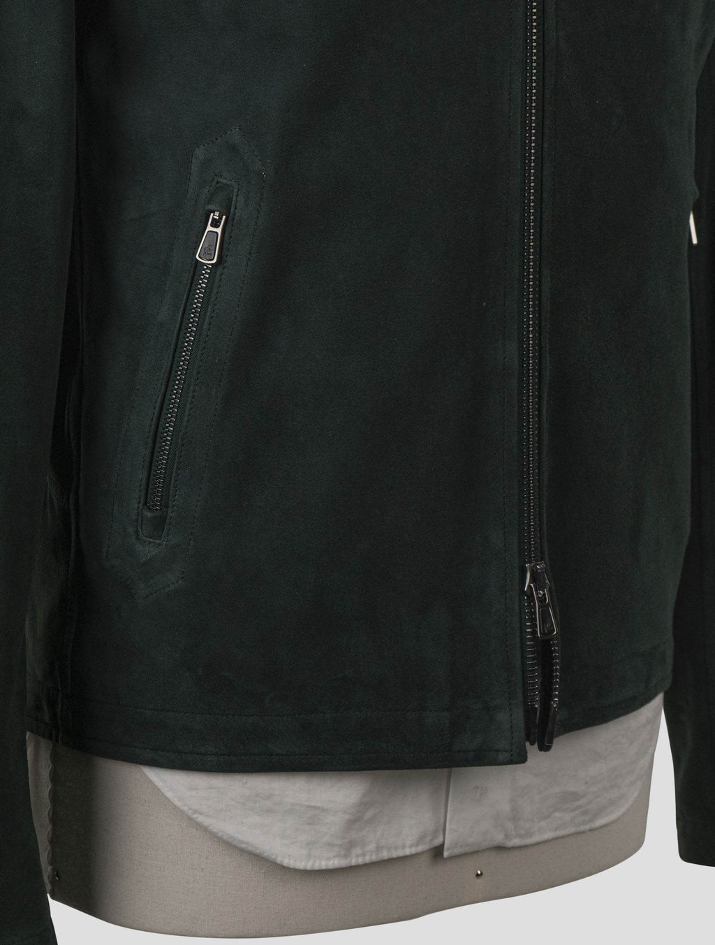 Isaia Green Leather Suede Coat 3