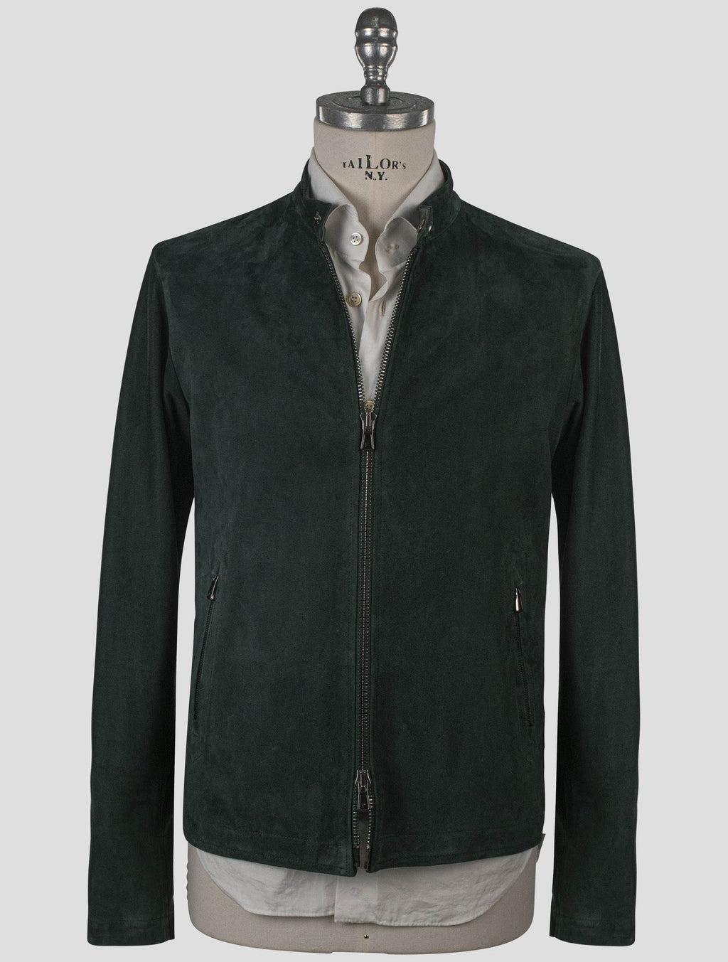 Isaia Green Leather Suede Coat 5