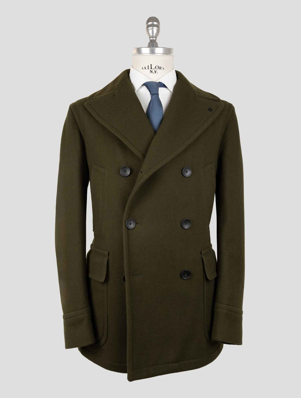 Tagliatore Green  Wool Pa Cashmere Double Breasted Overcoat 1