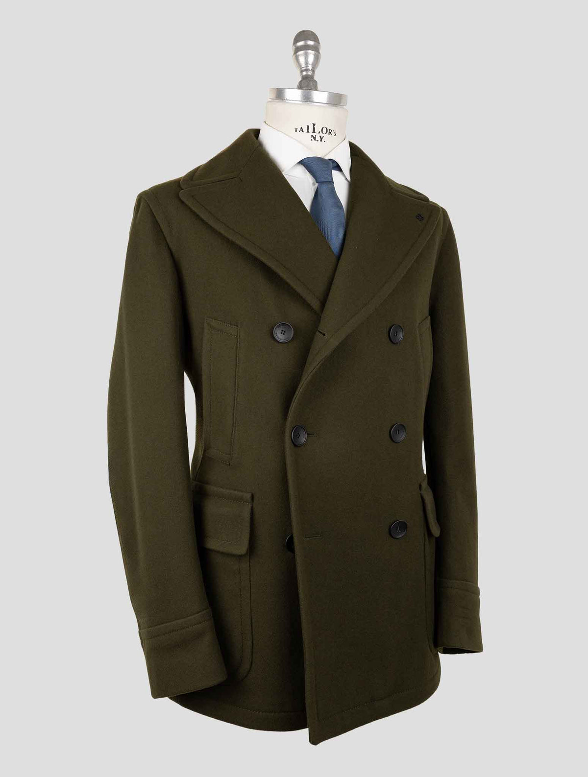 Tagliatore Green  Wool Pa Cashmere Double Breasted Overcoat 2