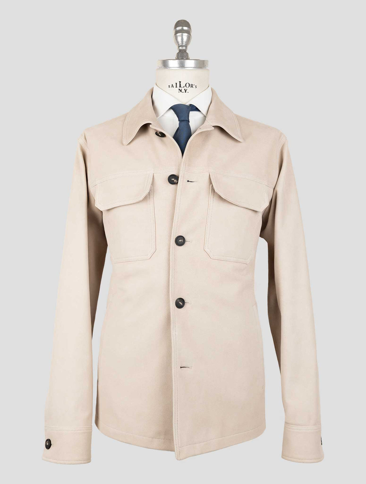 Tagliatore Beige Leather Suede Coat 1