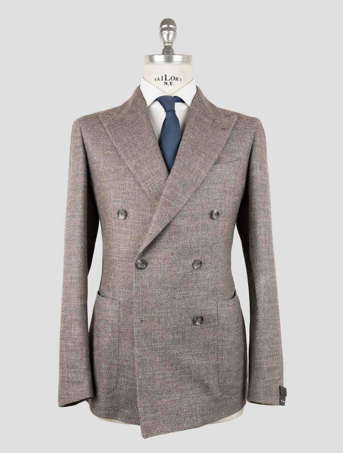 Tagliatore Gray Virgin Wool  Silk Cotton Pa Cashmere Ea Double Breasted Blazer 1