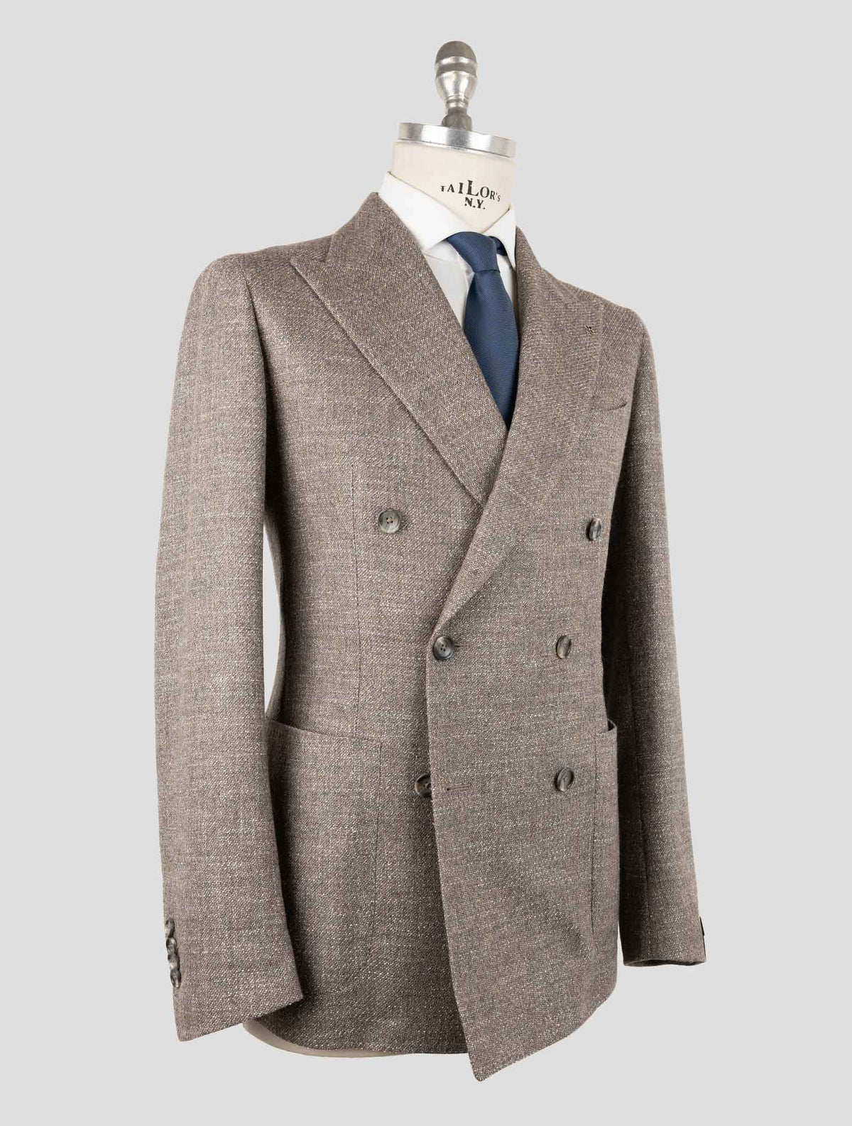 Tagliatore Gray Virgin Wool  Silk Cotton Pa Cashmere Ea Double Breasted Blazer 2