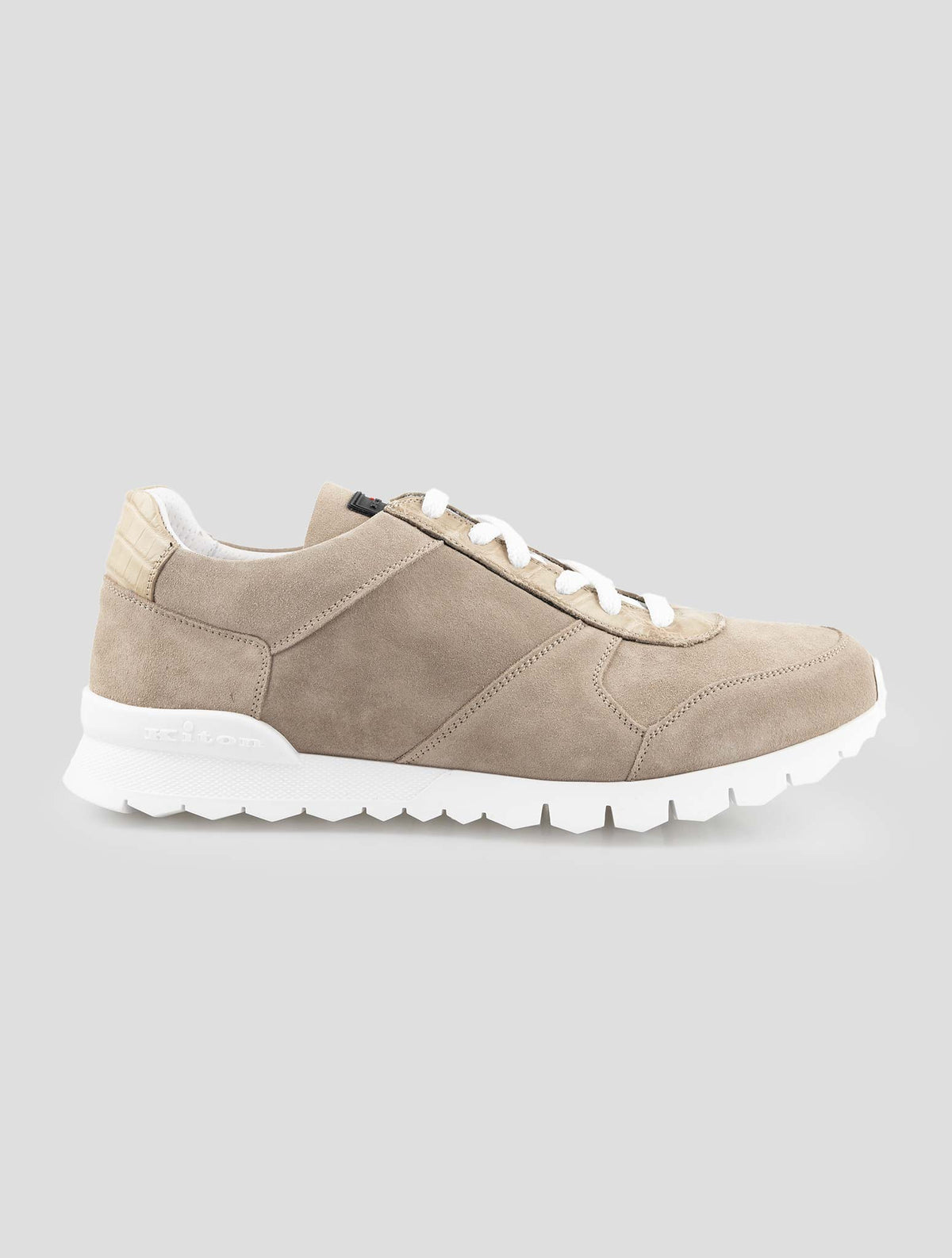 Kiton Beige Leather Suede And Leather Crocodile Sneakers 1