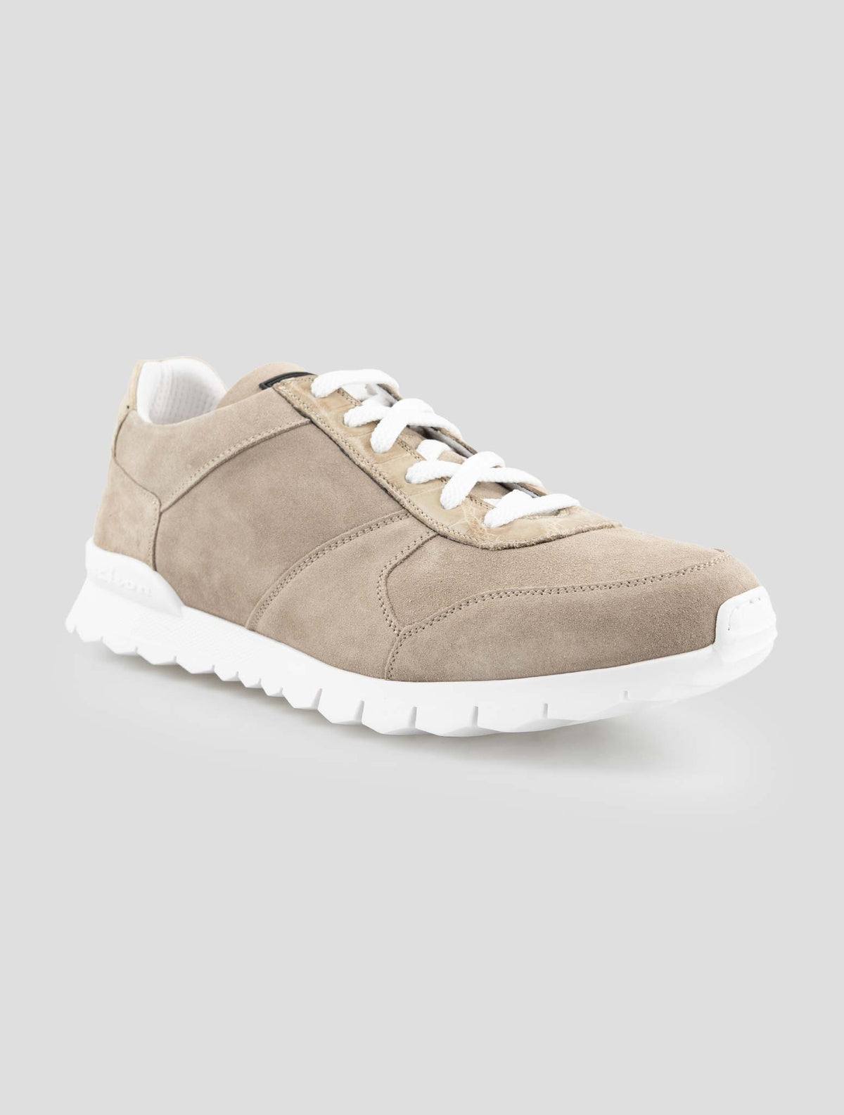 Kiton Beige Leather Suede And Leather Crocodile Sneakers 2