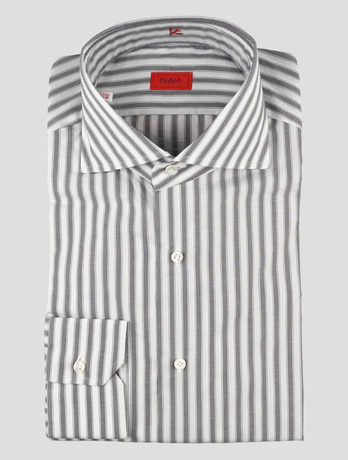 Isaia Gray White Cotton Shirt 1