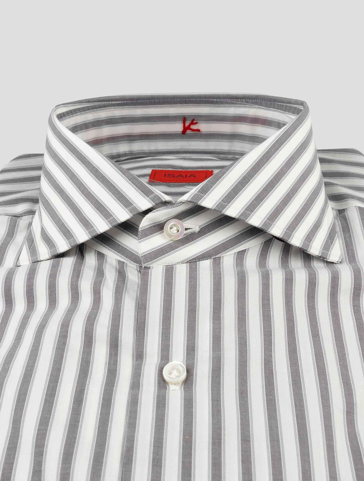 Isaia Gray White Cotton Shirt 2
