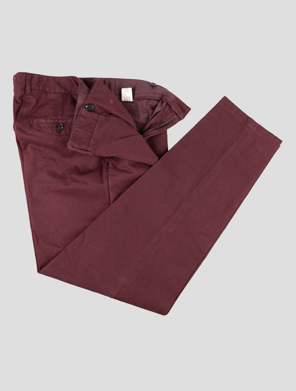 Isaia Burgundy Cotton Cashmere Ea Pants 2