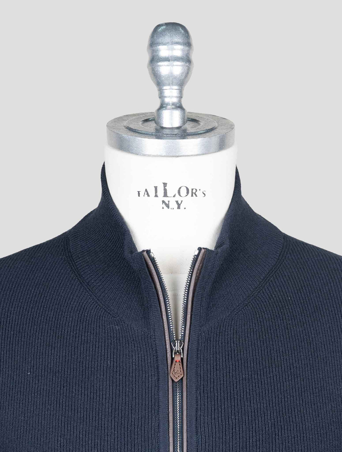 Isaia Blue Navy Silk Cashmere Sweater Full Zip 4