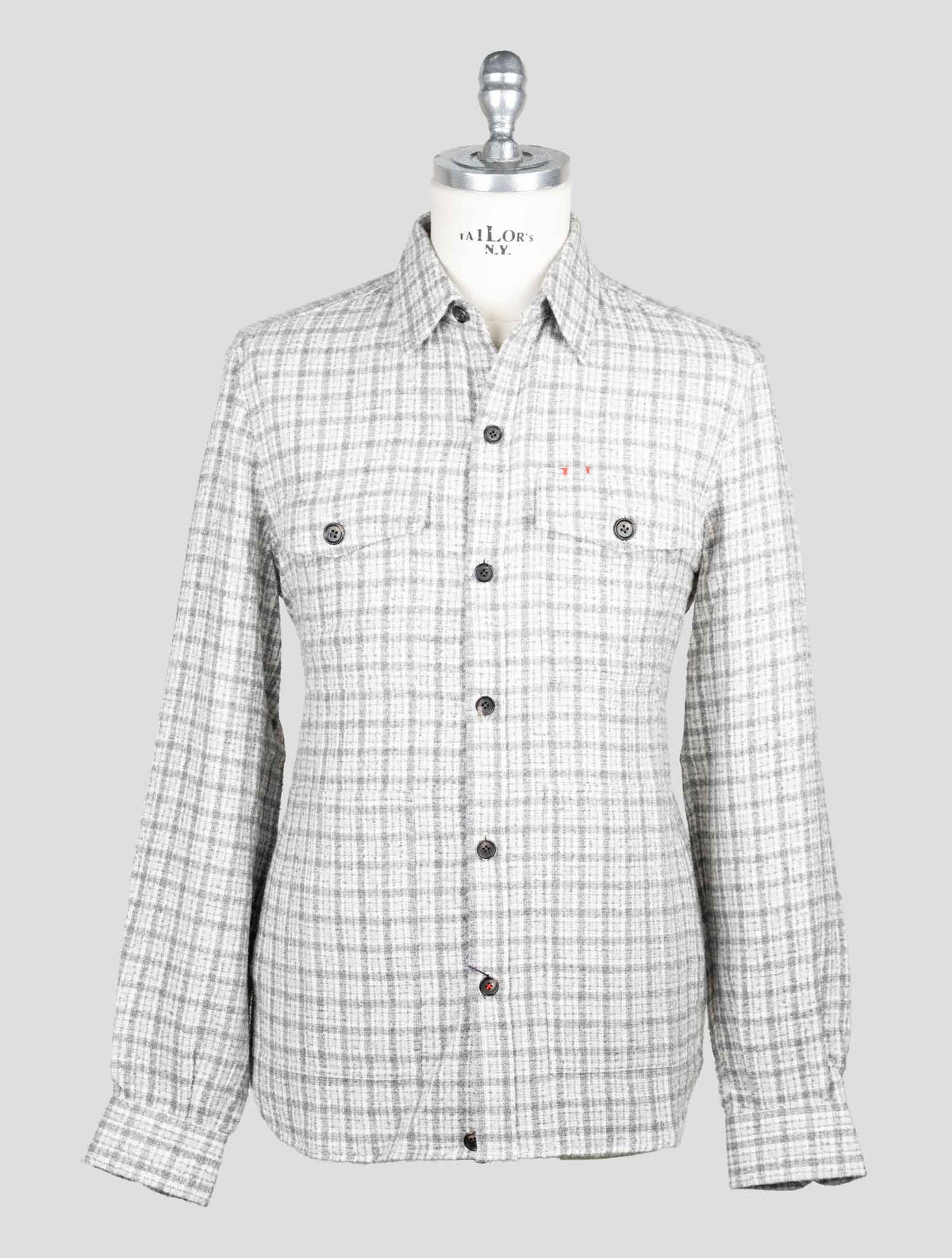 Isaia Gray White Cashmere Silk Overshirt 1