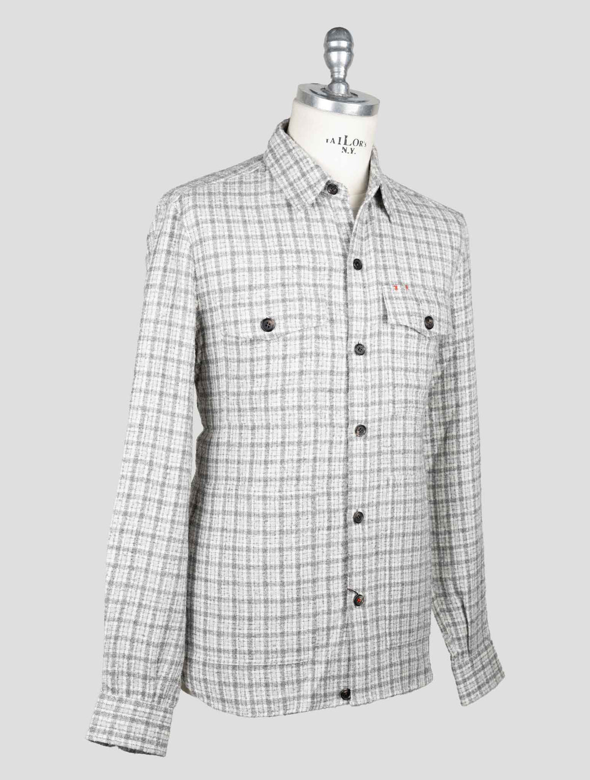 Isaia Gray White Cashmere Silk Overshirt 2