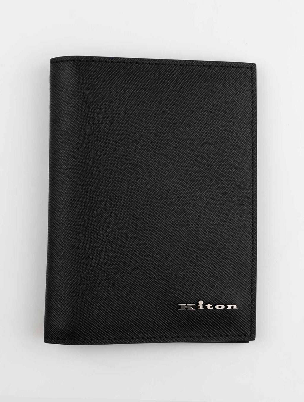 Kiton Black Leather Passport Holder 1