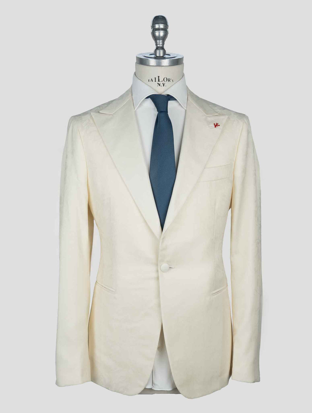 Isaia White Wool Smoking Blazer 1