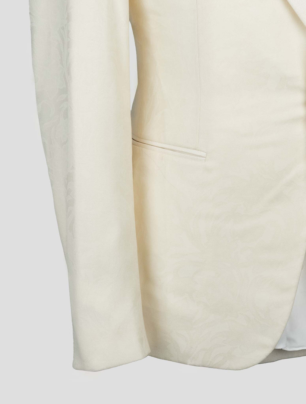 Isaia White Wool Smoking Blazer 4