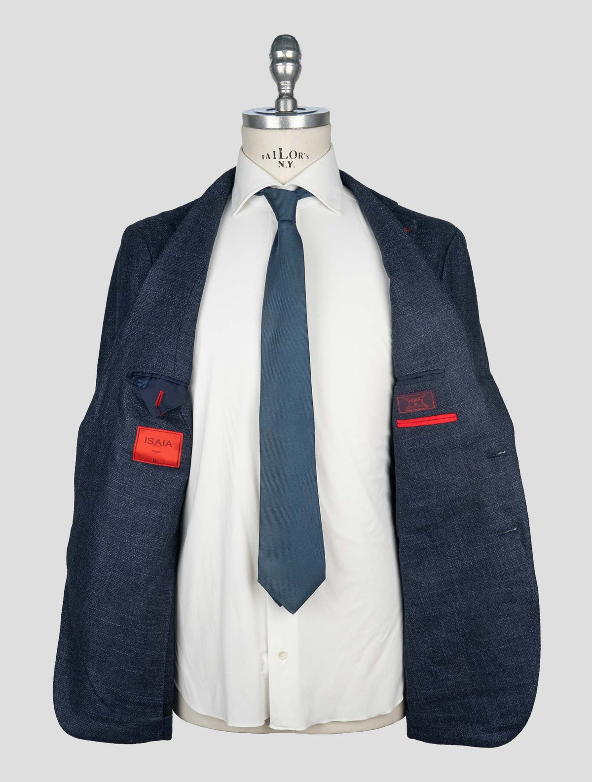 Isaia Blue Wool Silk Cashmere Ea 6