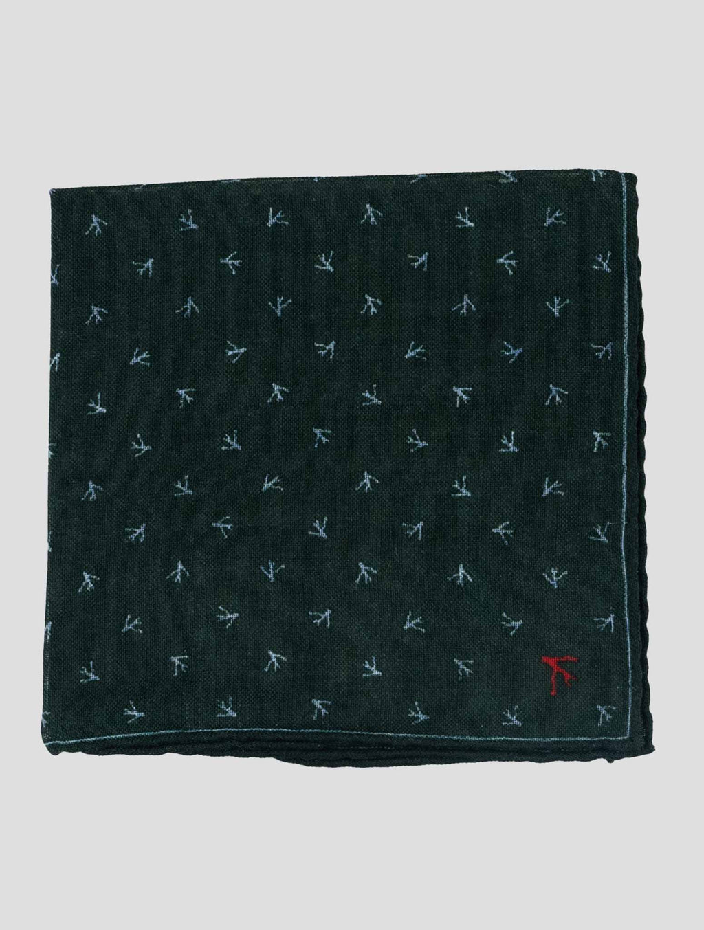 Isaia Green Wool Pocket Square 1