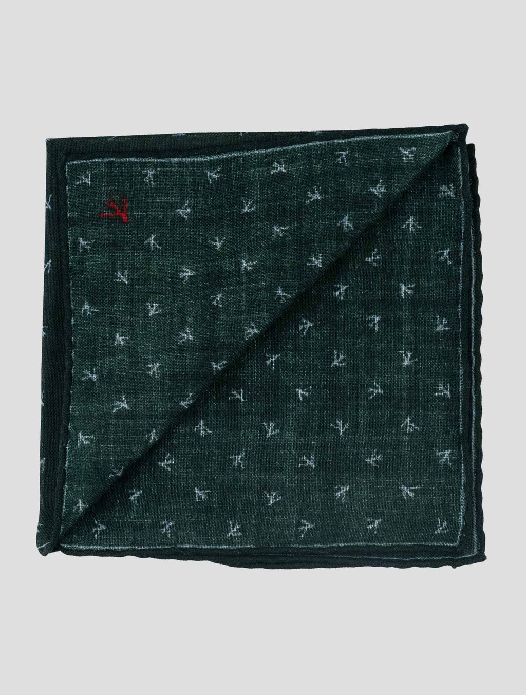 Isaia Green Wool Pocket Square 2