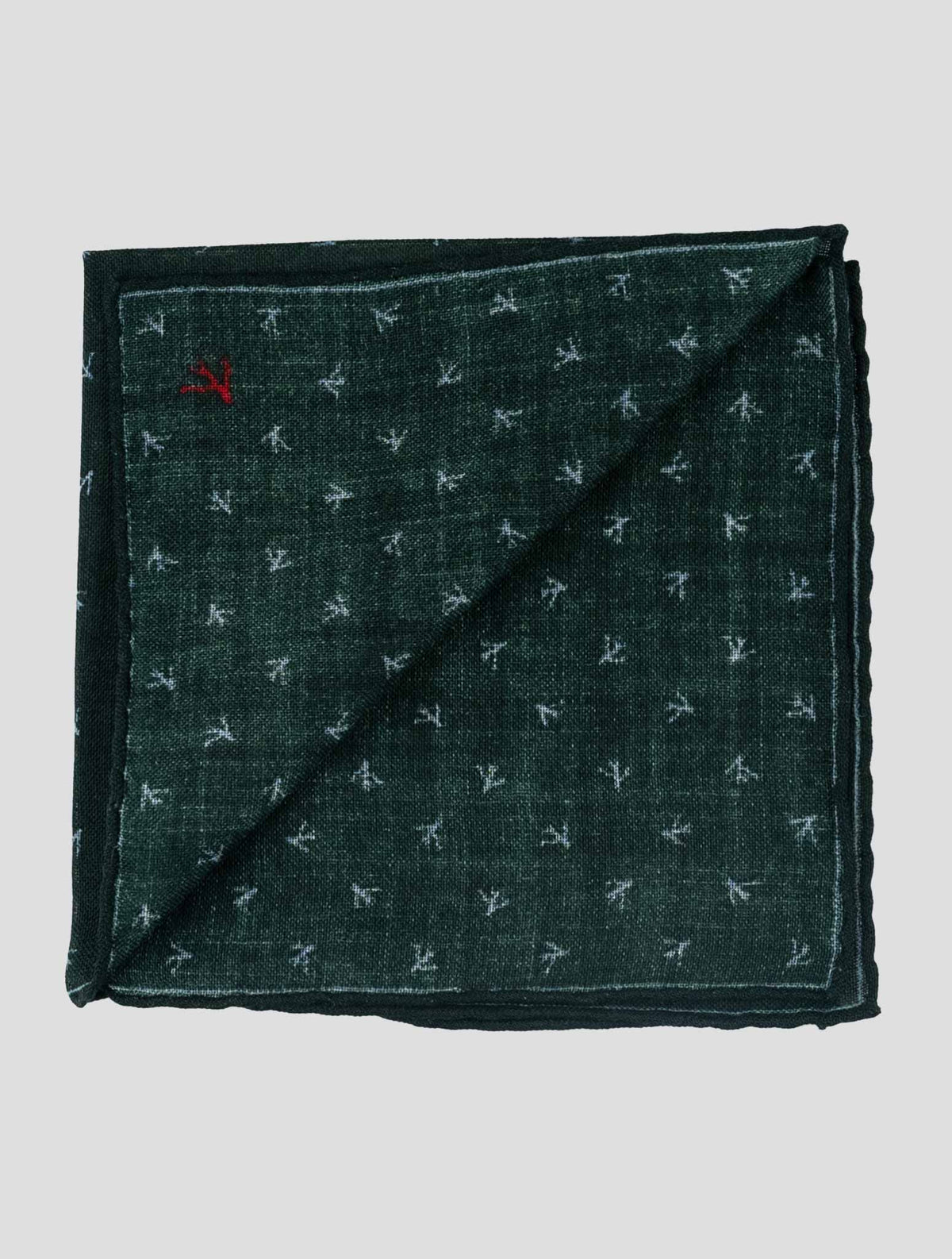 Isaia Green Wool Pocket Square 2