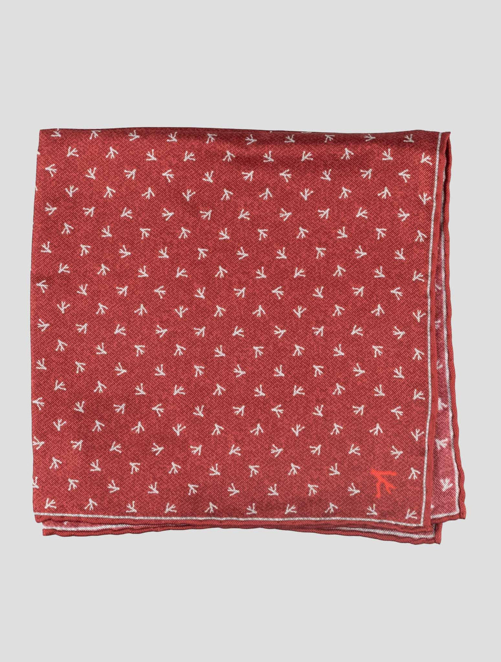 Isaia Red Silk Pocket Square 1