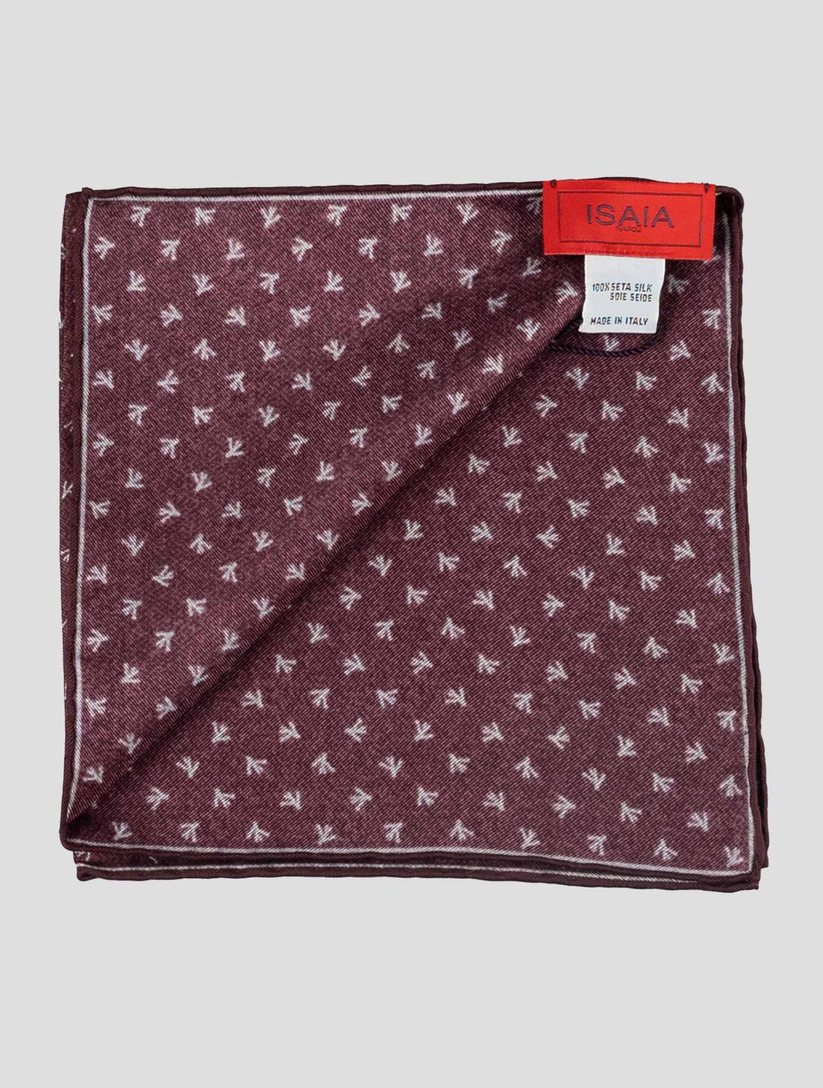 Isaia Burgundy Silk Pocket Square 2