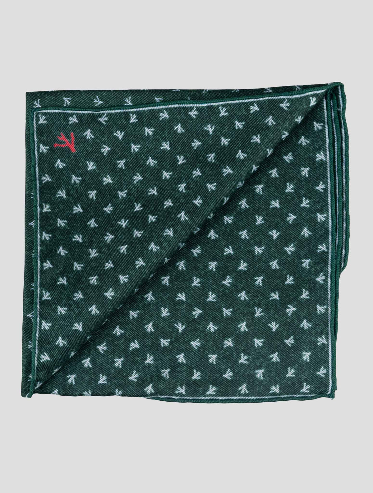Isaia Green Silk Pocket Square 2