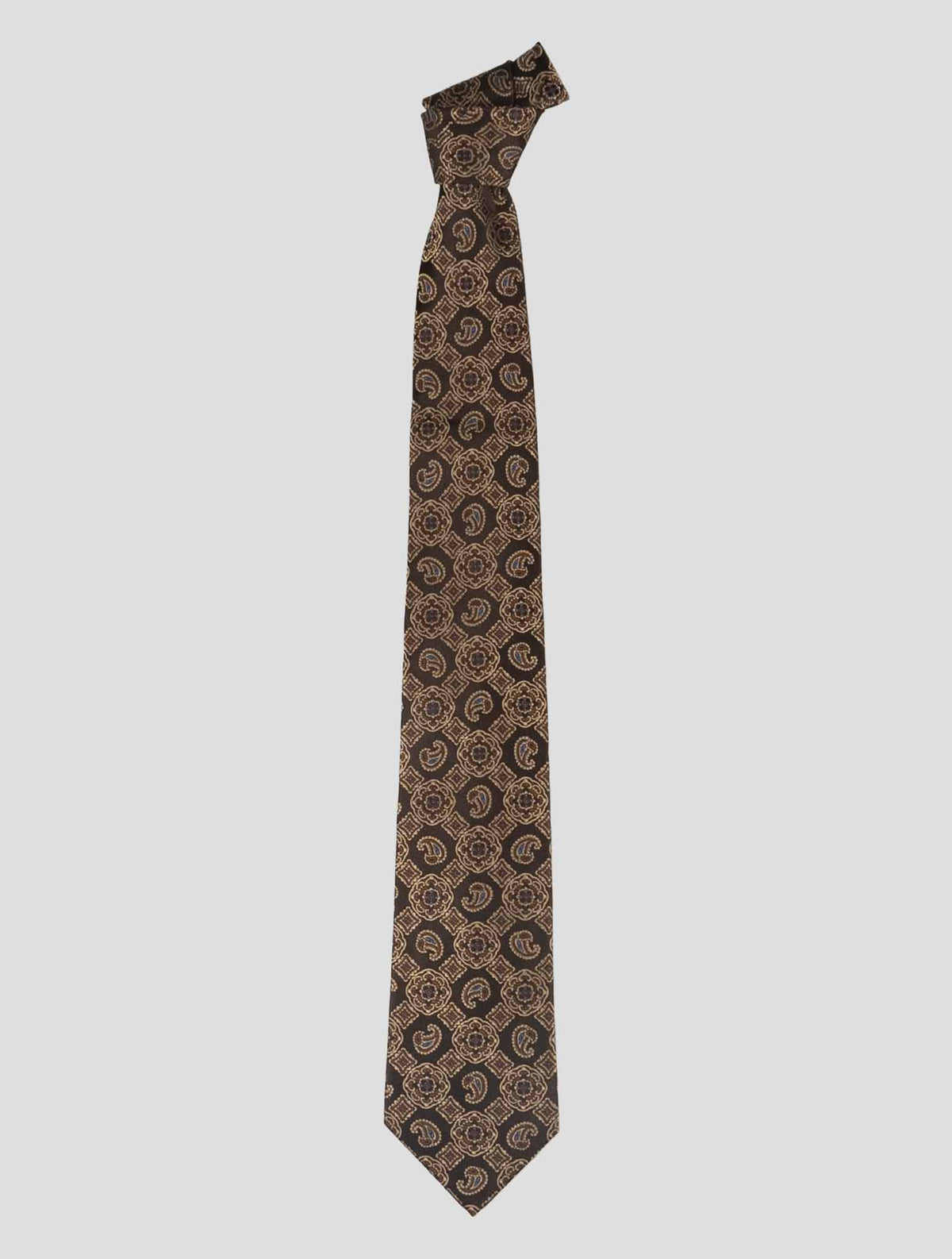 Isaia Brown Silk Tie 1