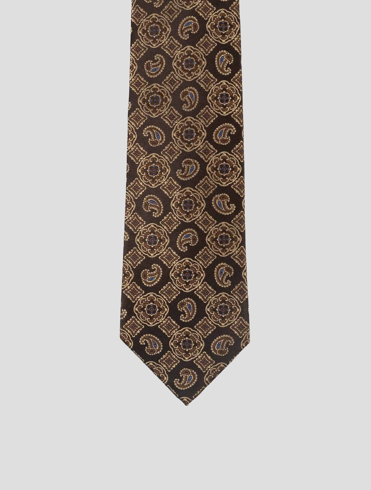Isaia Brown Silk Tie 2