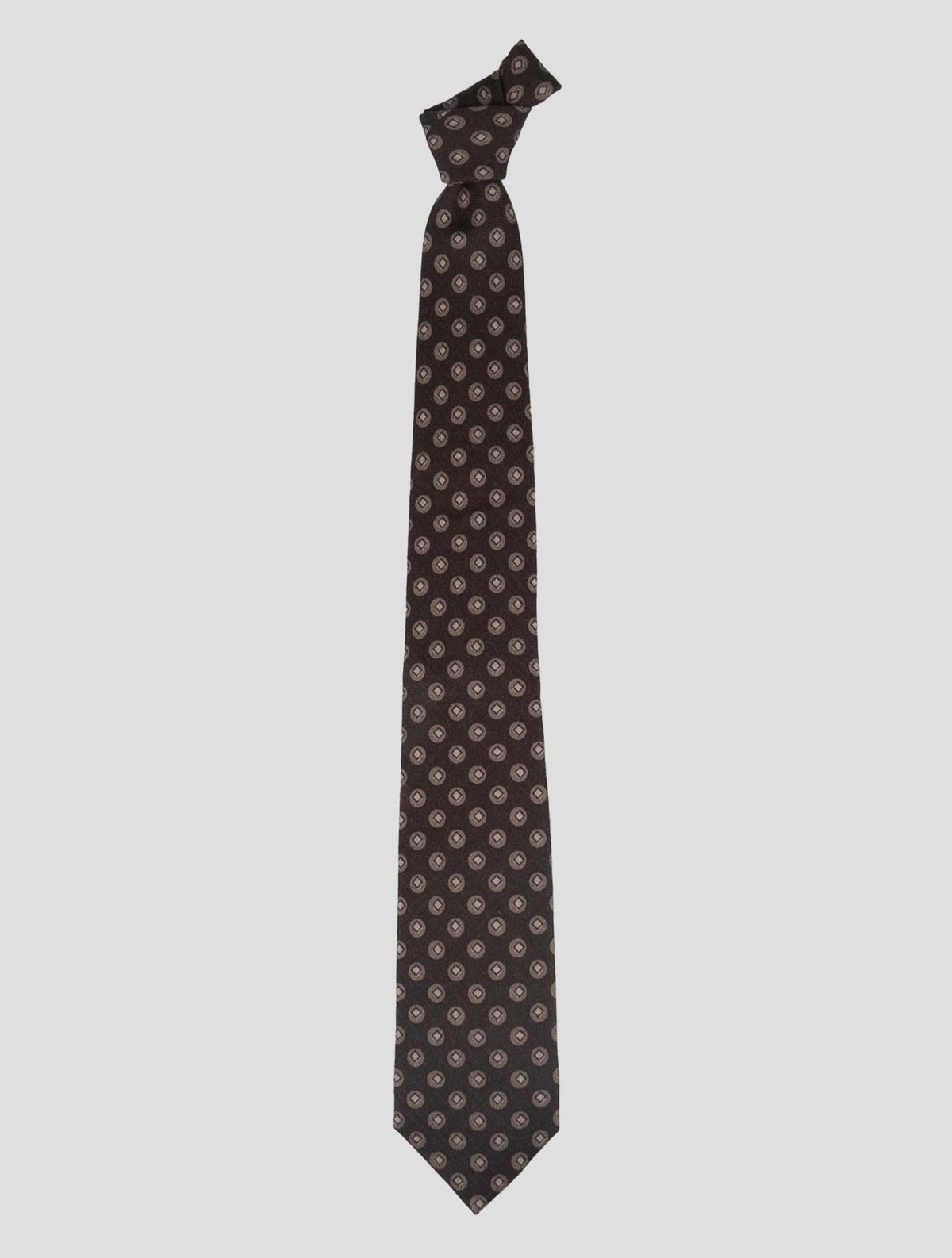 Isaia Brown Wool Silk Tie 1