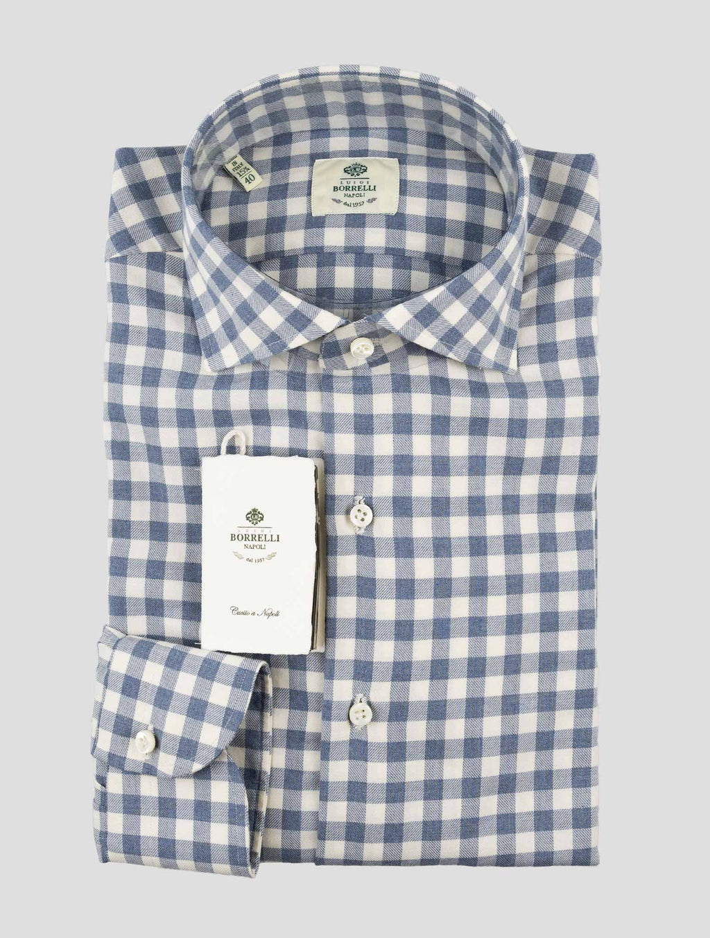 Luigi Borrelli Blue White Cotton Shirt 1