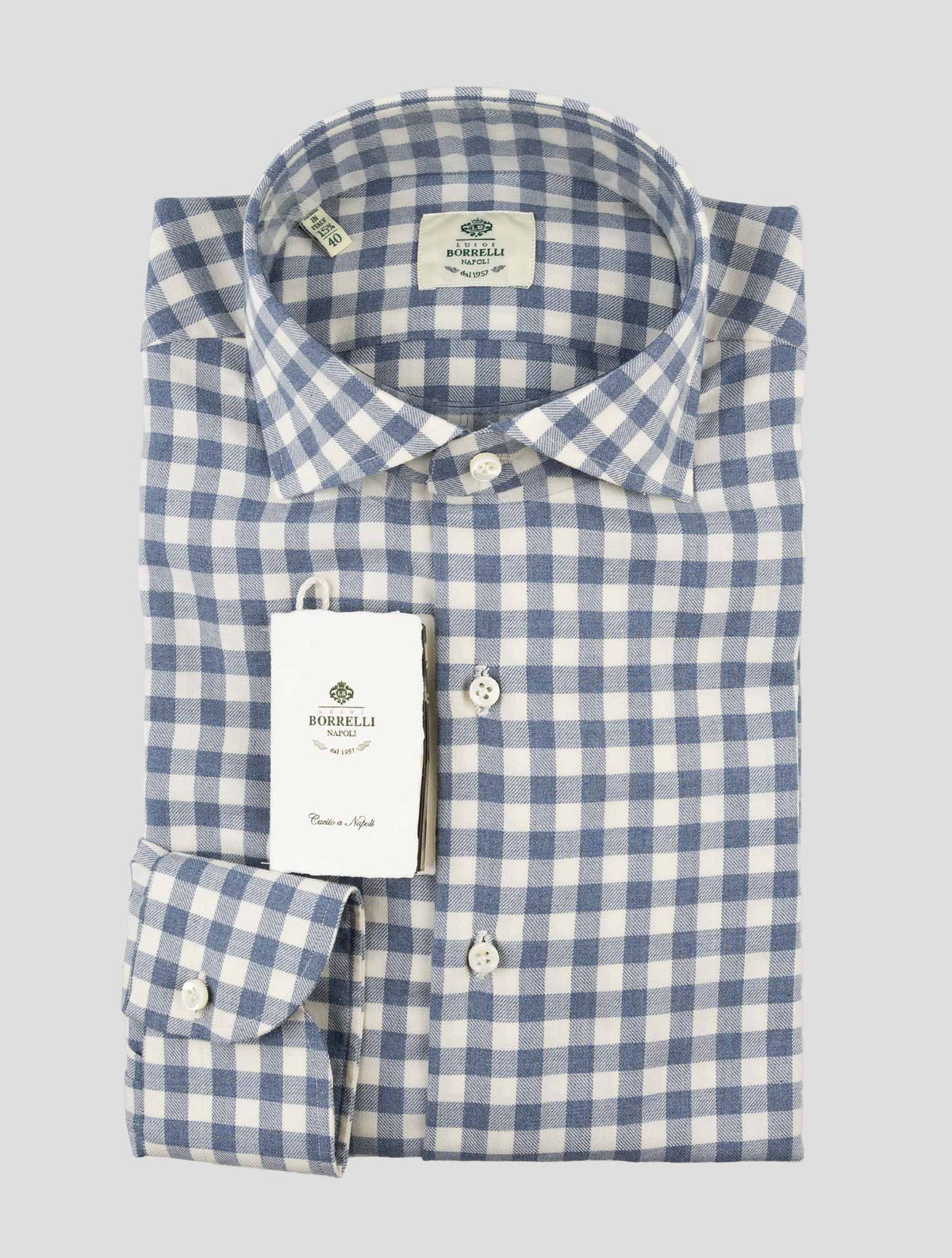 Luigi Borrelli Blue White Cotton Shirt 1