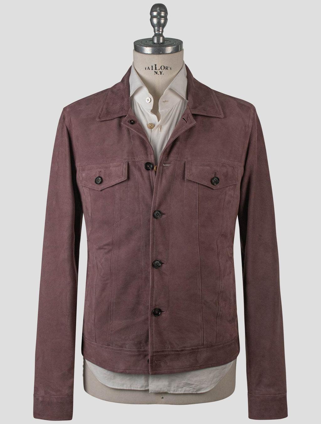 Isaia Lilac Leather Suede Coat 1