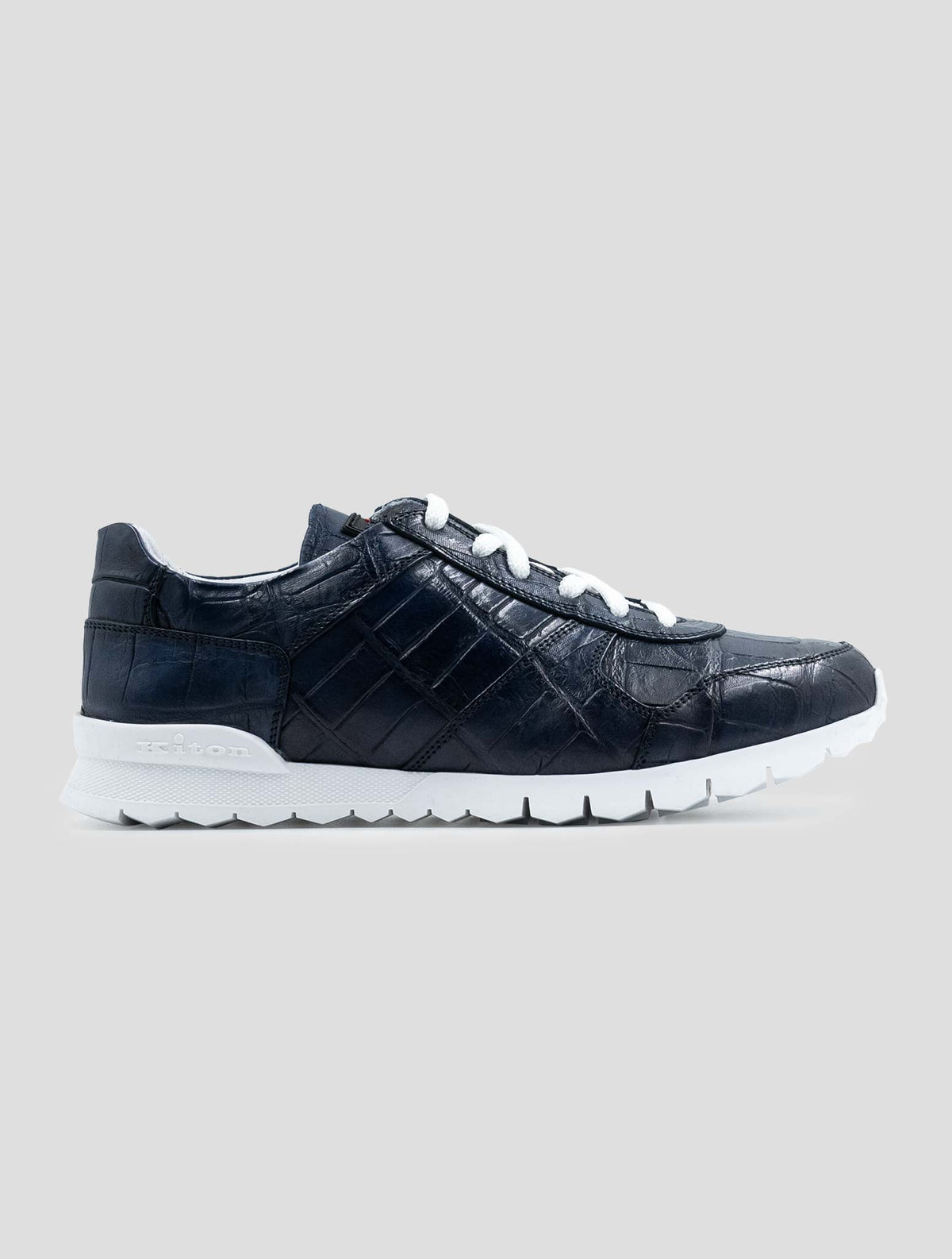 Kiton Blue Leather Crocodile Sneakers 1