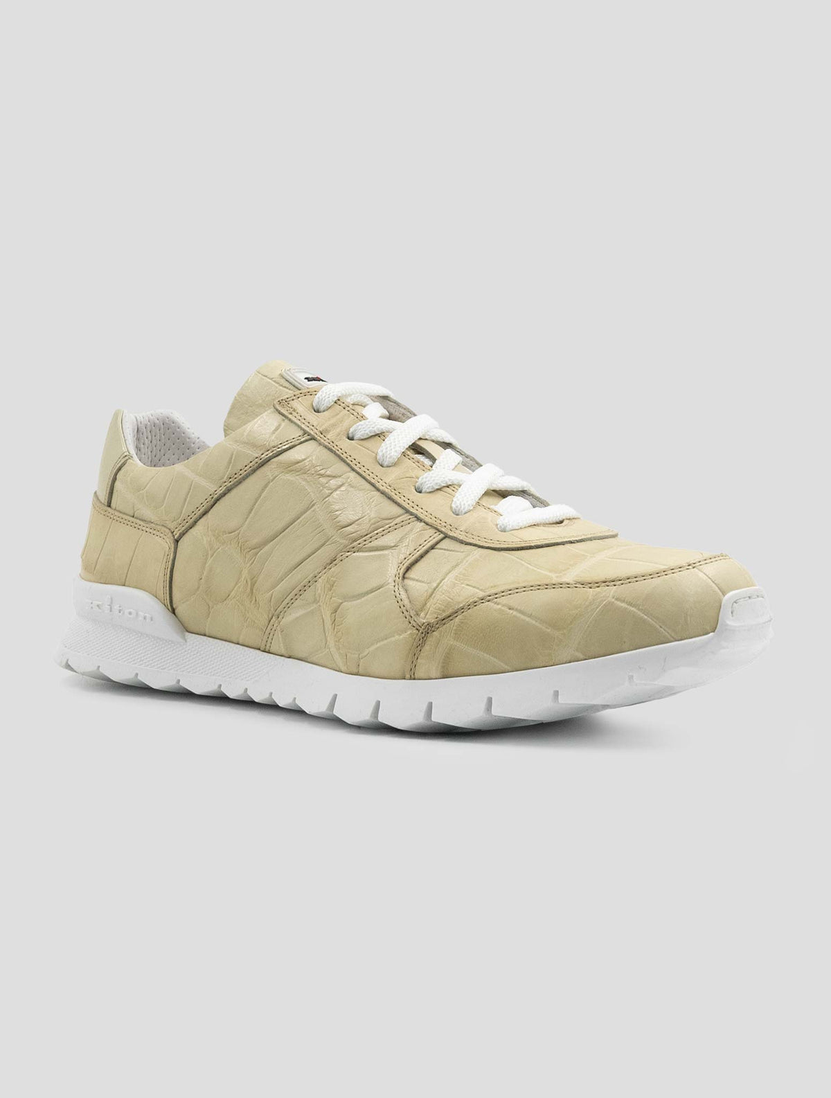 Kiton Ivory Leather Crocodile Sneakers 2