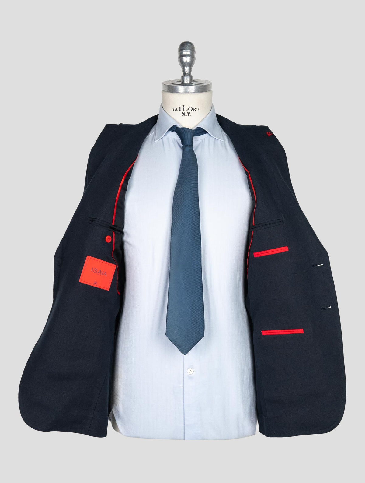 Isaia Blue Navy Linen Suit 7
