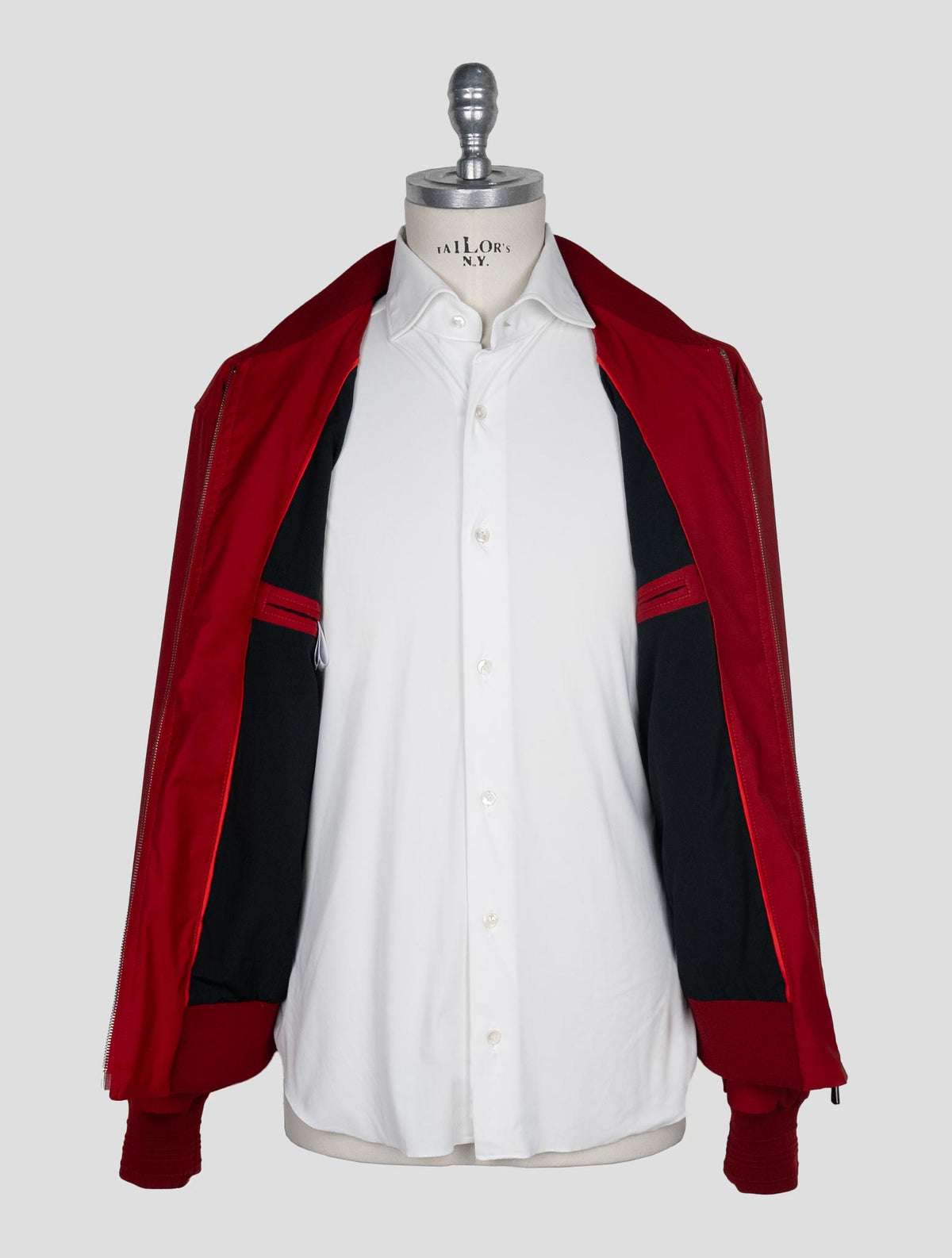 Isaia Red Wool Pl Silk Ea Coat 6