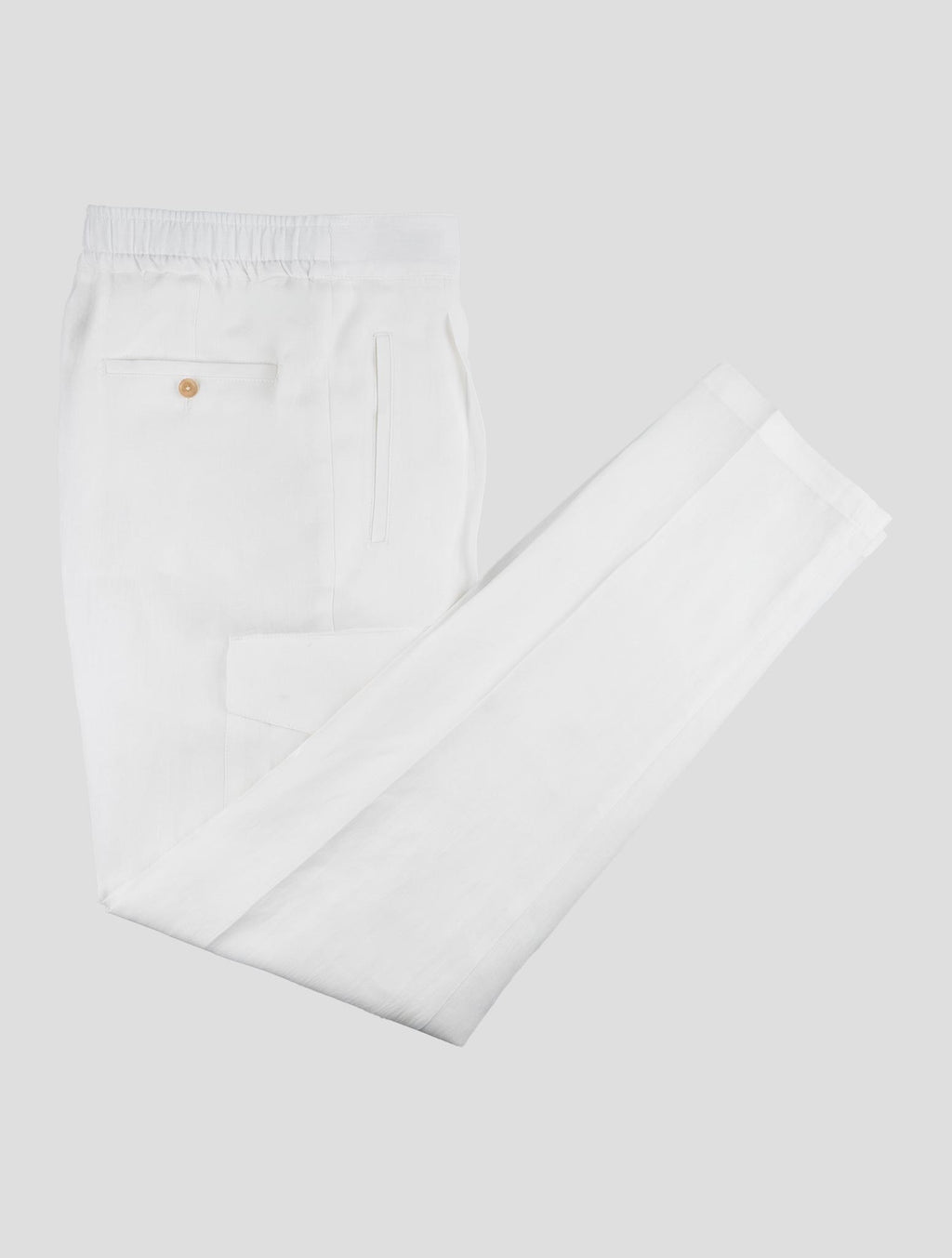 Isaia White Linen Cargo Pants 1