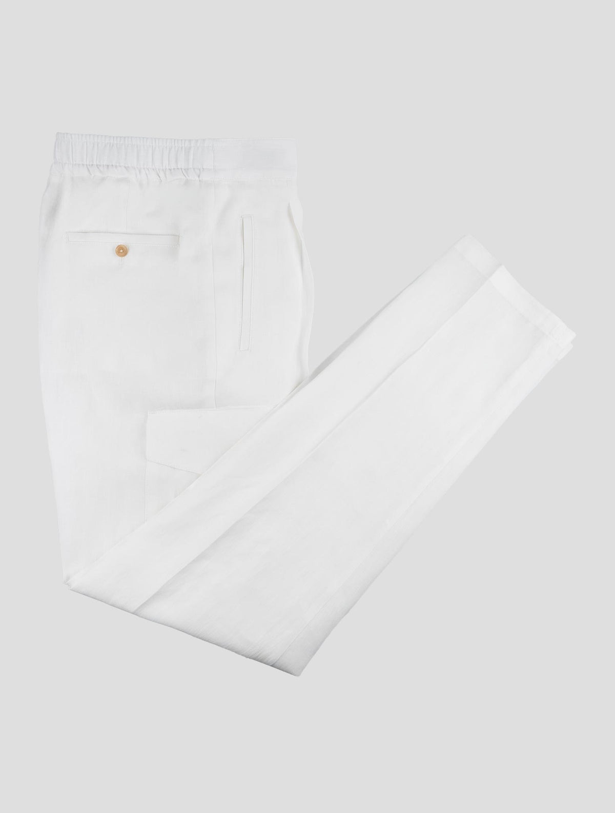 Isaia White Linen Cargo Pants 1
