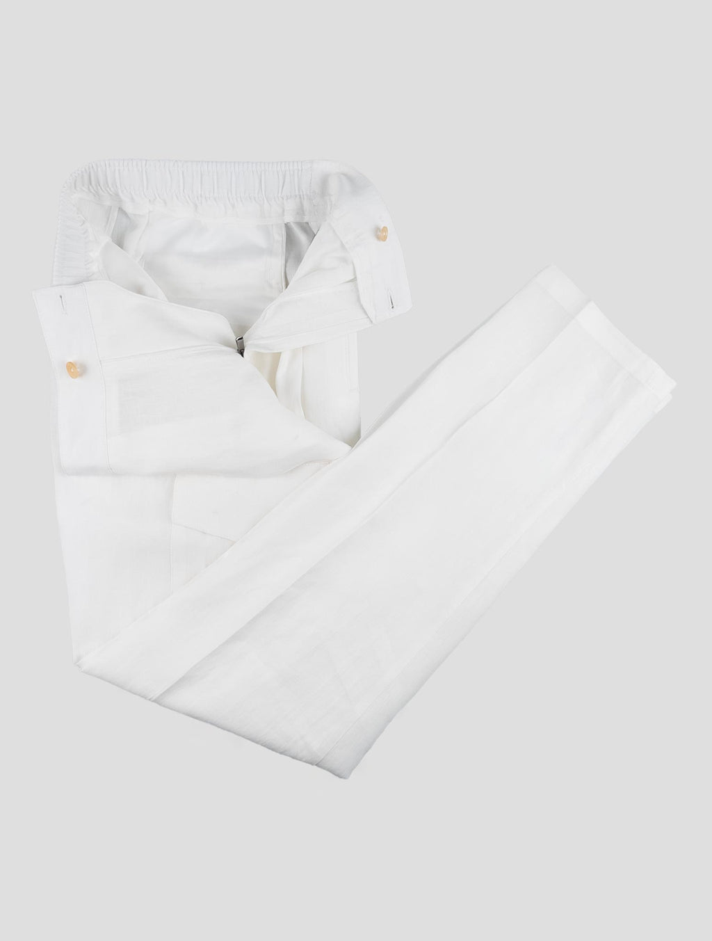 Isaia White Linen Cargo Pants 2