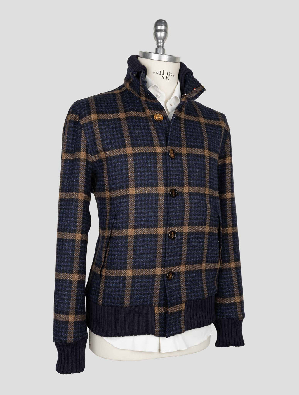 Kired Blue Beige Virgin Wool Silk Coat 2