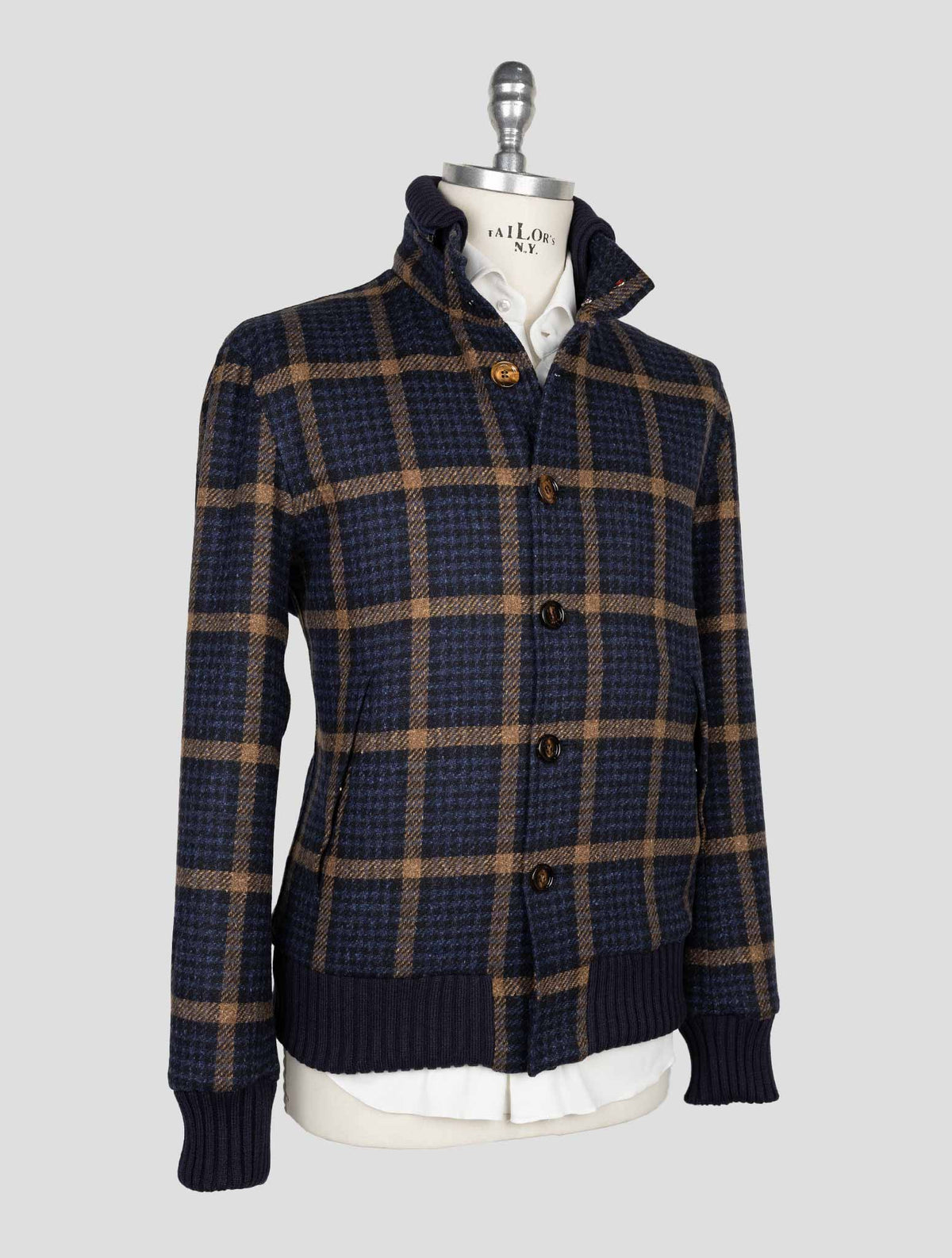 Kired Blue Beige Virgin Wool Silk Coat 2