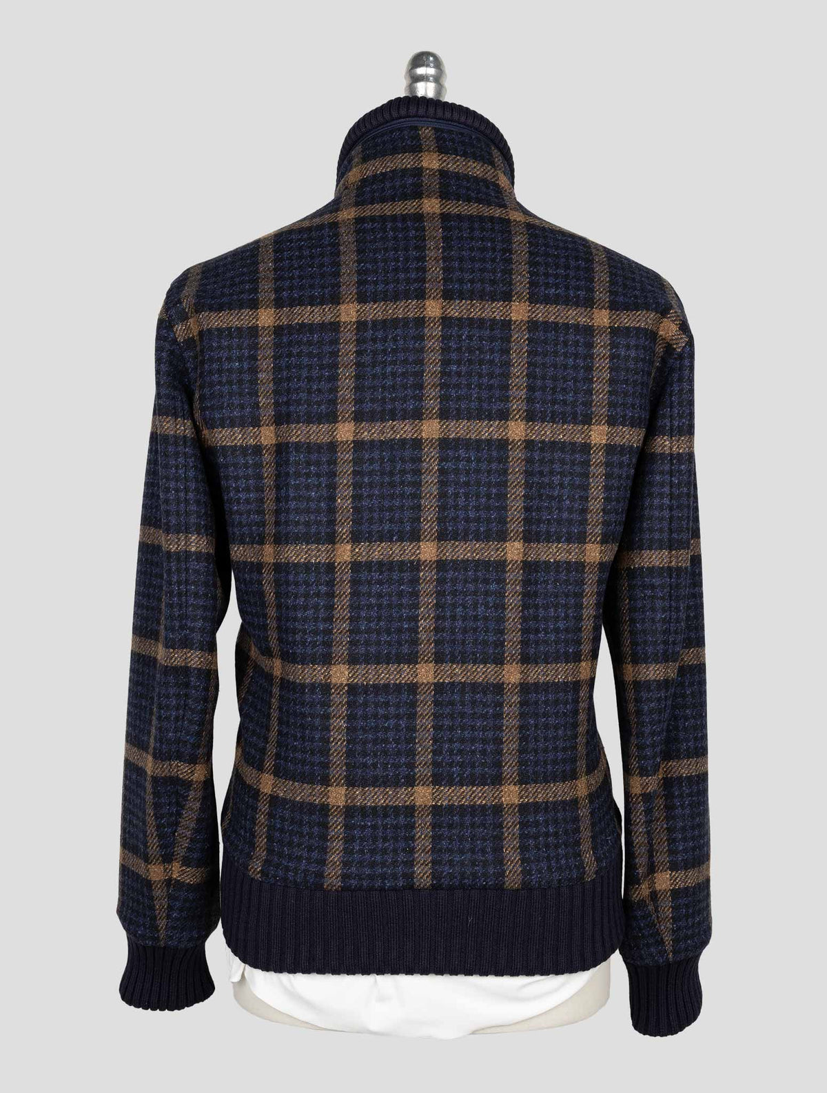 Kired Blue Beige Virgin Wool Silk Coat 3