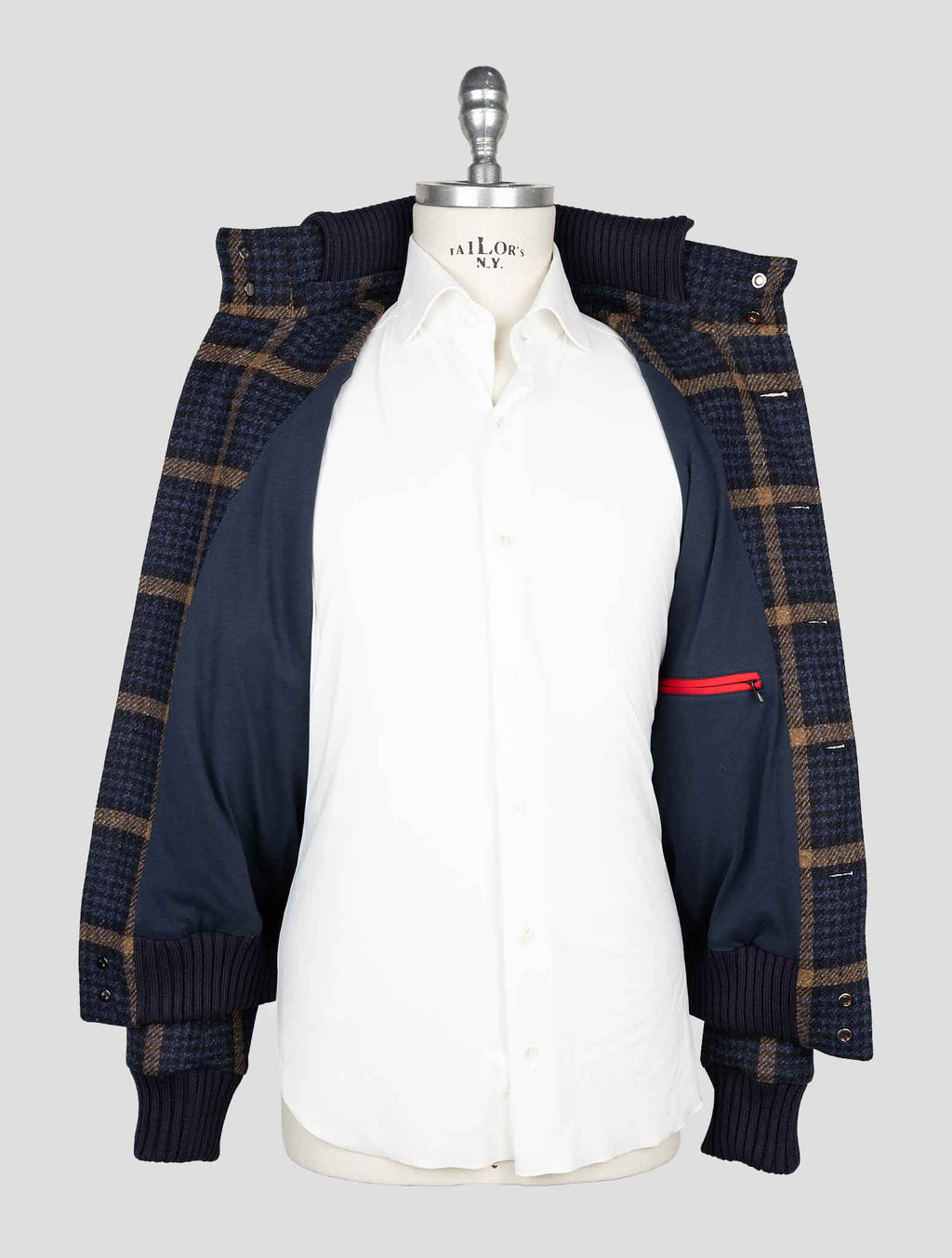 Kired Blue Beige Virgin Wool Silk Coat 7