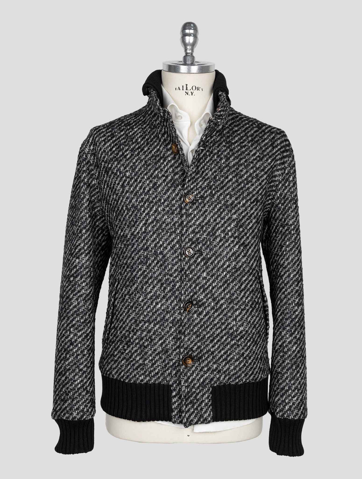 Kired Black White Virgin Wool Pa Coat 1