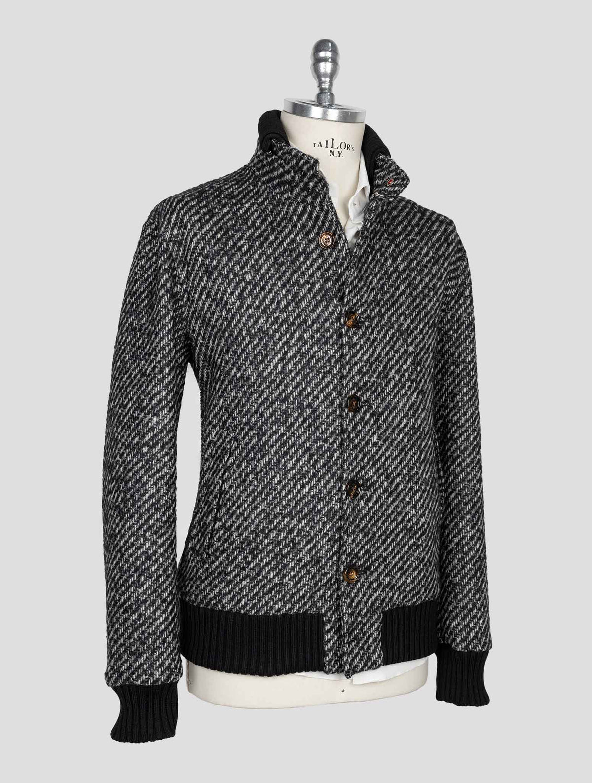 Kired Black White Virgin Wool Pa Coat 2
