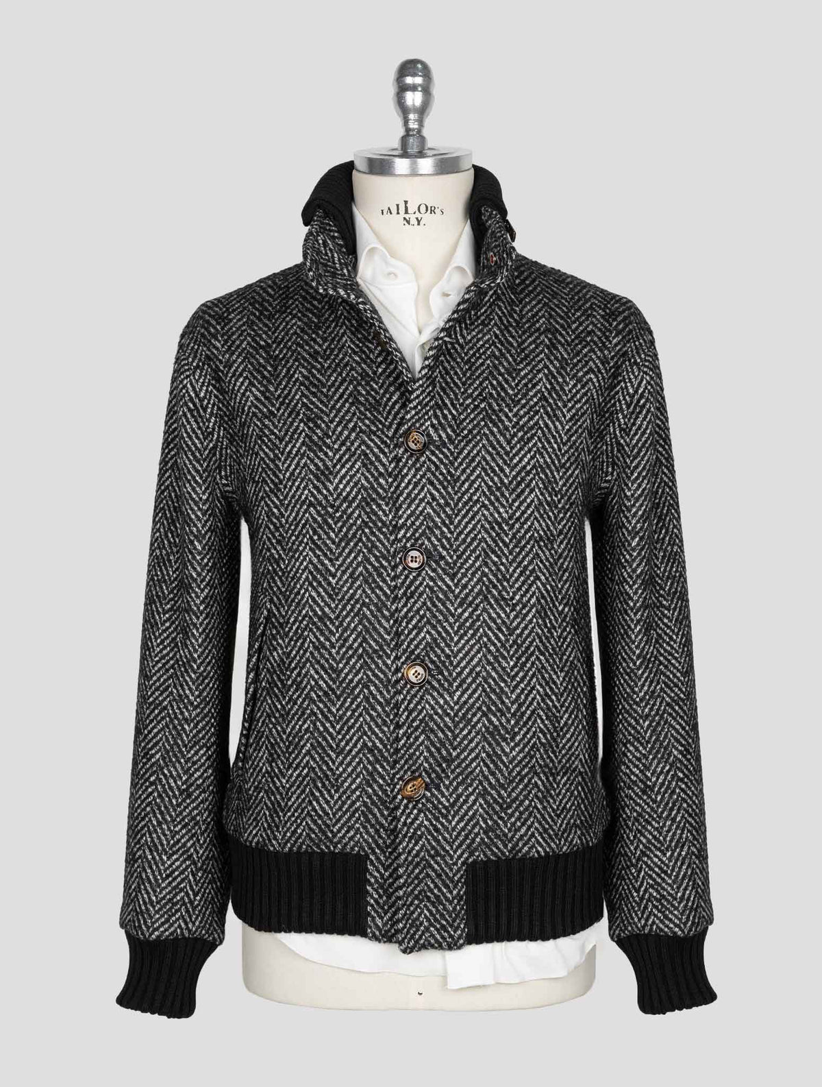 Kired Black White Cashmere Wool Alpaca Silk Coat 1